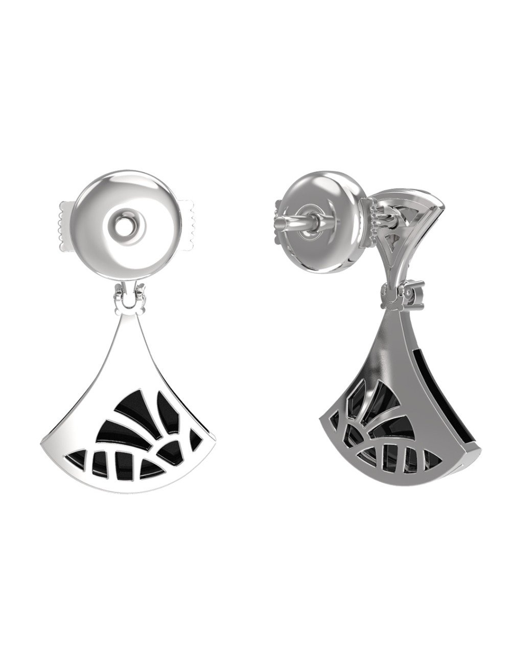 Серьги из белого золота c бриллиантами и ониксом