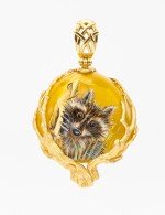 Подвеска из лимонного золота c росписным янтарём