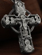 Крест из белого золота c эбеновым деревом