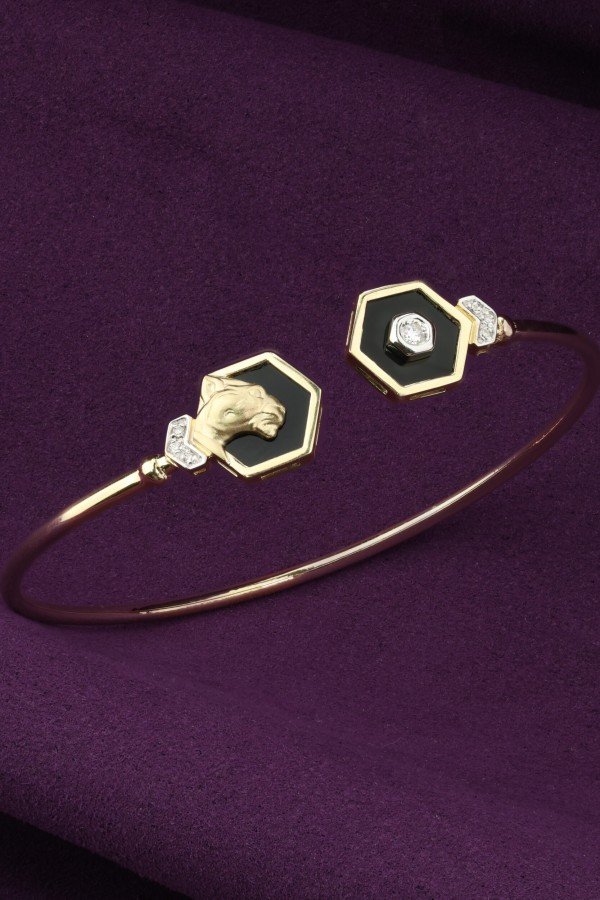 Браслет из лимонного золота c бриллиантами и ониксом