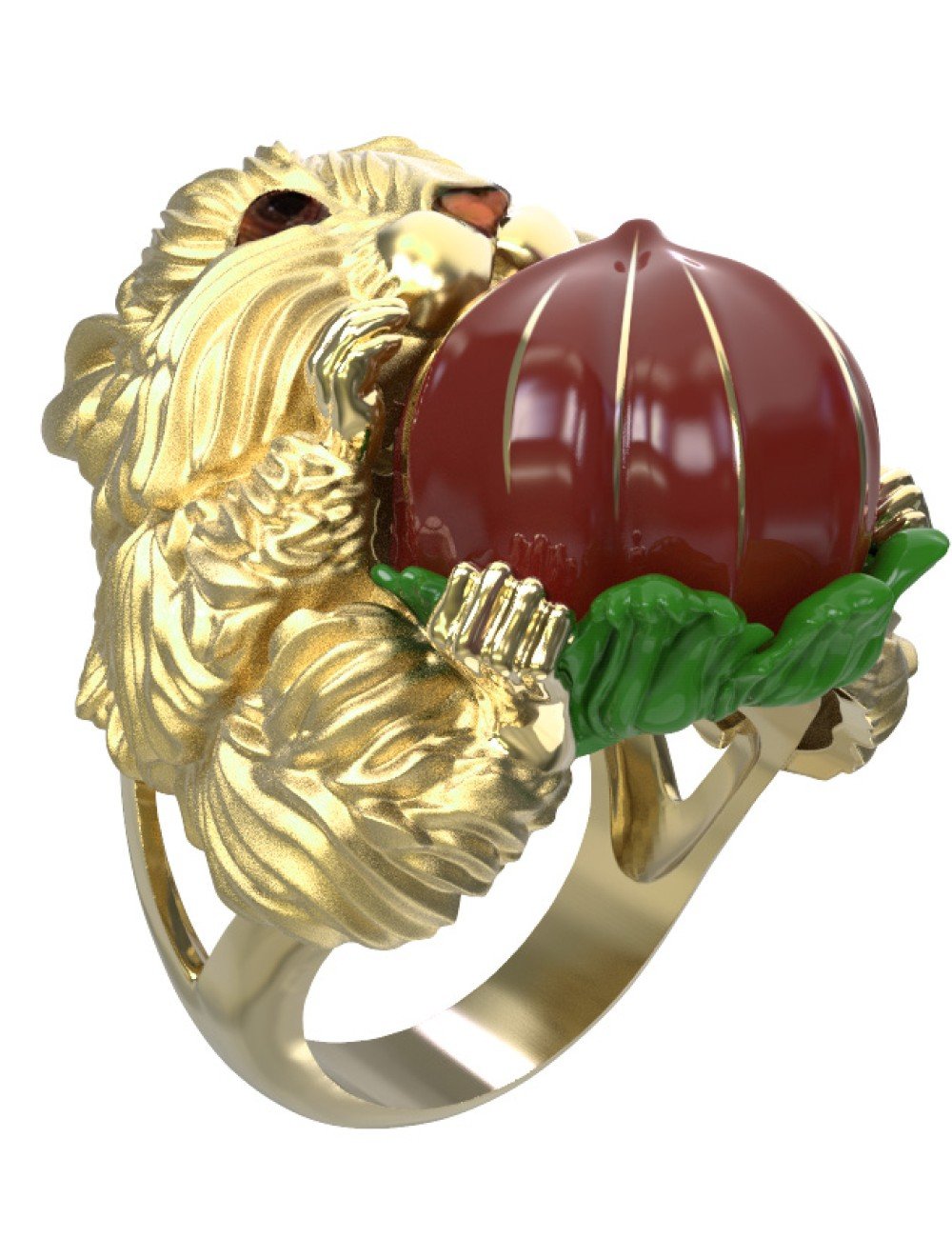 Кольцо из лимонного золота c эмалью