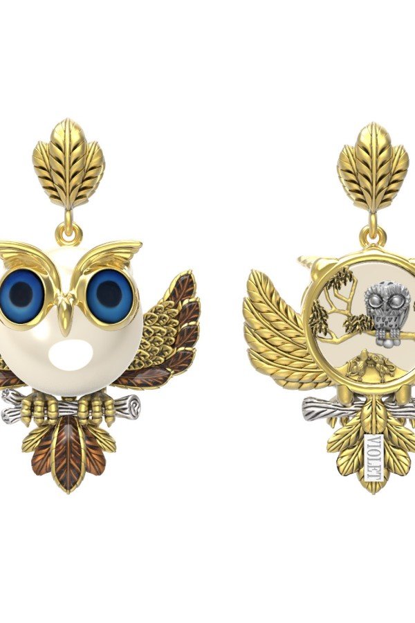 Подвеска из лимонного золота c эмалью и жемчугом