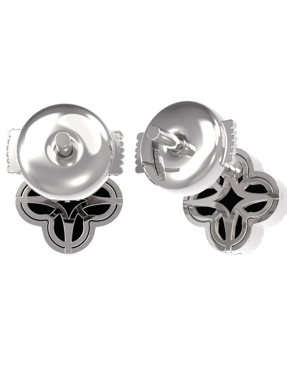 Серьги из белого золота c бриллиантами и ониксом