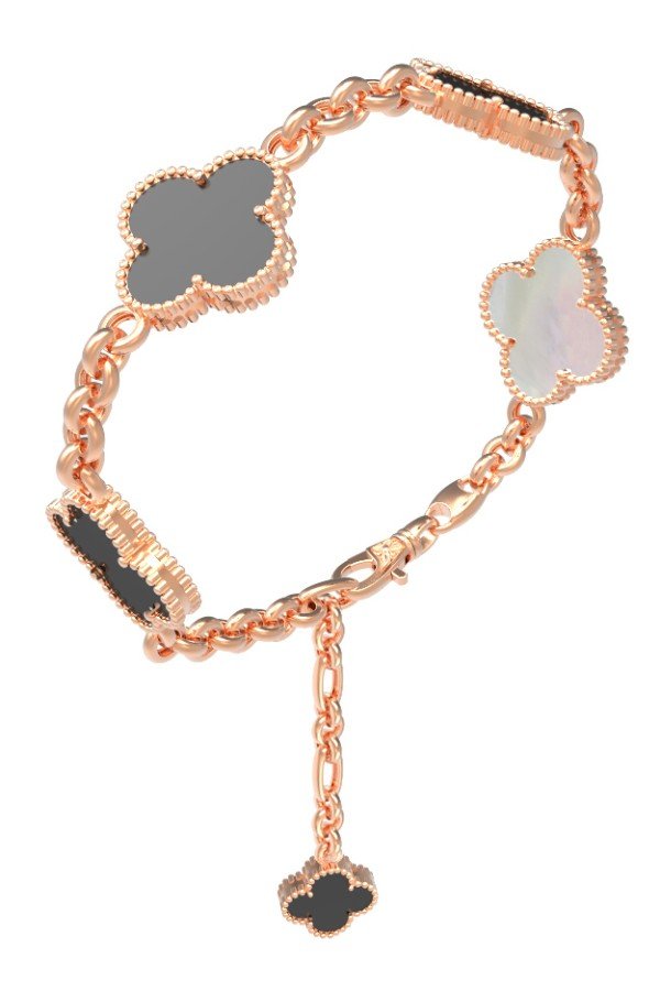 Браслет из золота c ониксом и перламутром