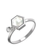 Кольцо из белого золота c бриллиантами и перламутром