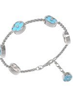 Браслет из белого золота c бриллиантами, бирюзой и перламутром