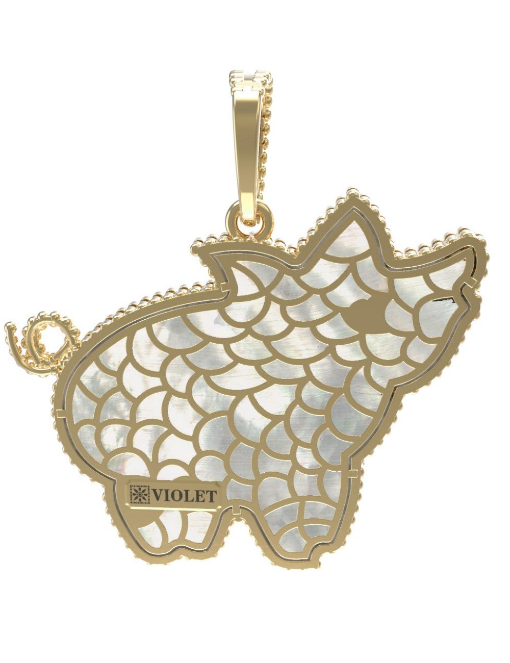 Подвеска из лимонного золота c эмалью и перламутром