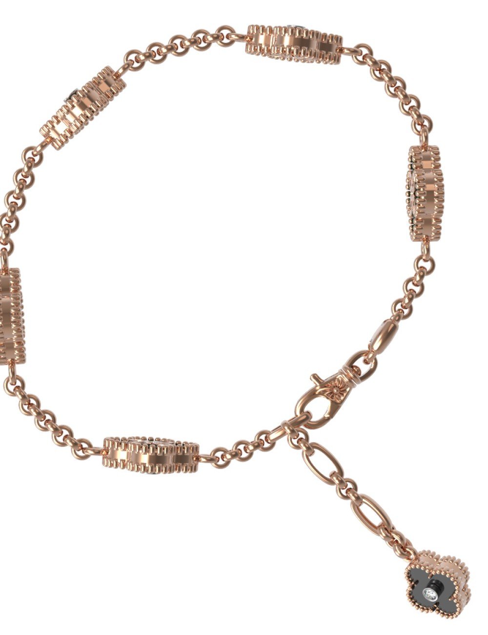 Браслет из золота c бриллиантами, ониксом и перламутром