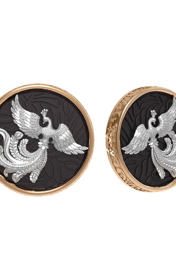 Серьги из золота c эбеновым деревом