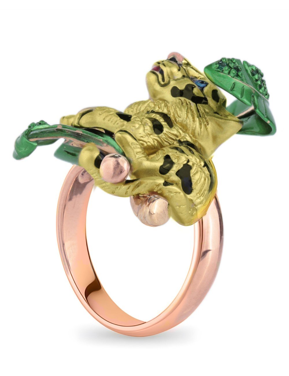 Кольцо из золота c эмалью и изумрудом
