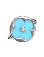 Кольцо из белого золота c бриллиантами и бирюзой