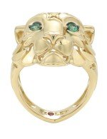 Кольцо из лимонного золота c изумрудом и рубином