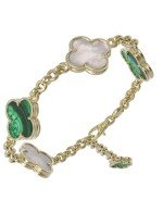Браслет из лимонного золота c малахитом и перламутром