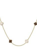 Колье из лимонного золота c тигровым глазом и перламутром