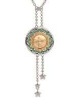 Колье из белого золота c бирюзой и лазуритом