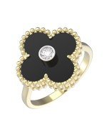 Кольцо из лимонного золота c бриллиантами и ониксом