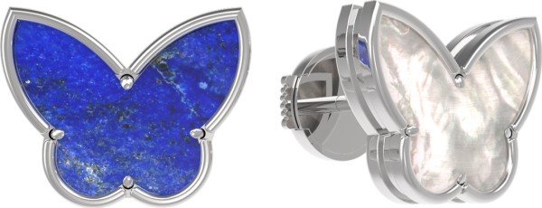 Серьги из белого золота c лазуритом и перламутром