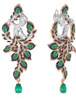 Серьги из золота c фианитом и хризопразом