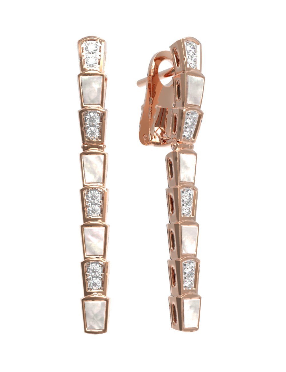 Серьги из золота c бриллиантами и перламутром