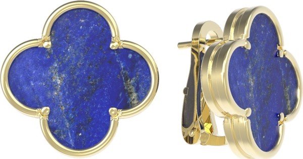 Серьги из лимонного золота c лазуритом