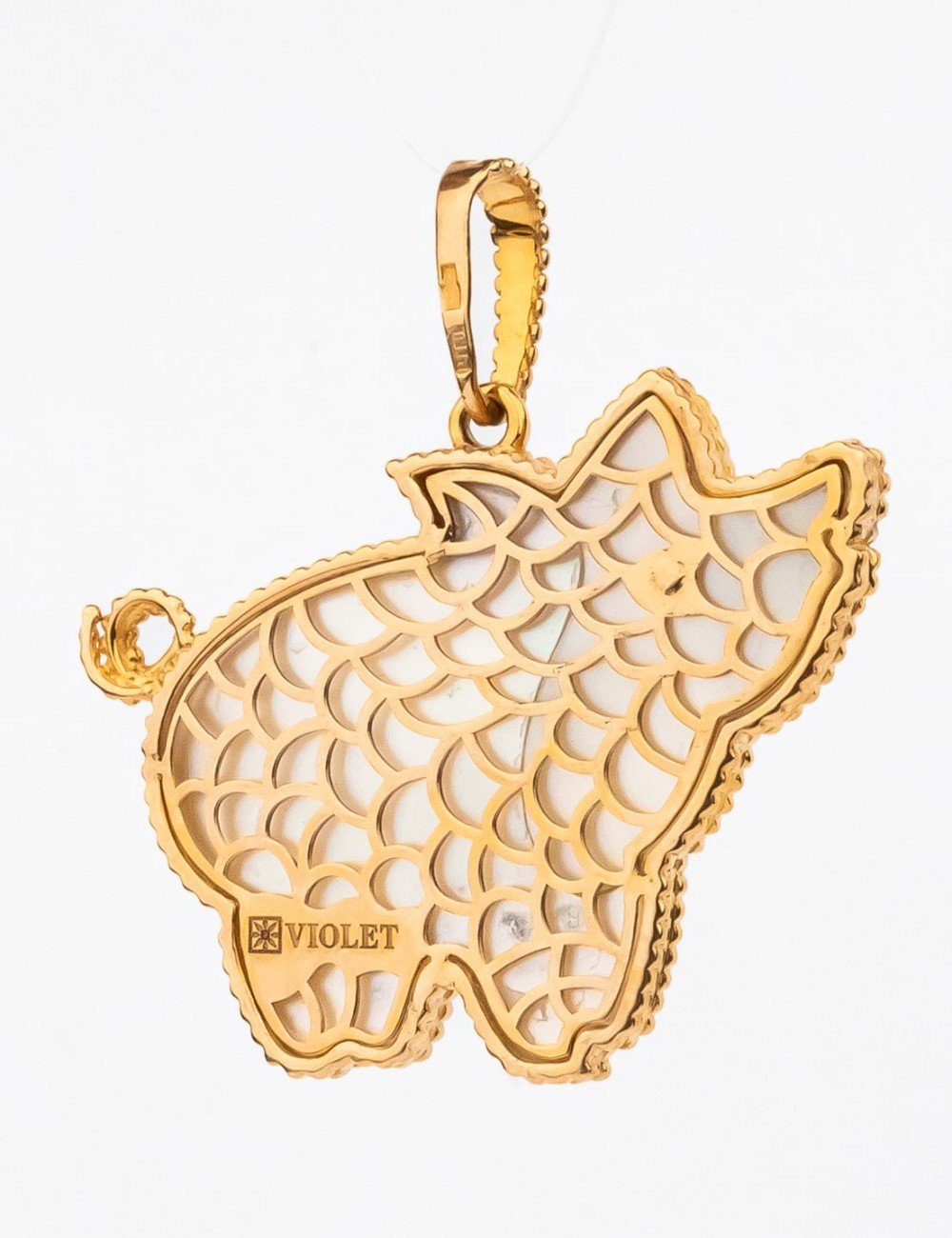 Подвеска из золота c эмалью и перламутром