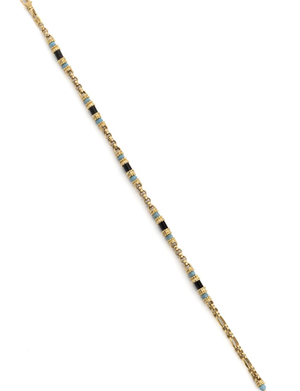 Браслет из лимонного золота c бирюзой и ониксом