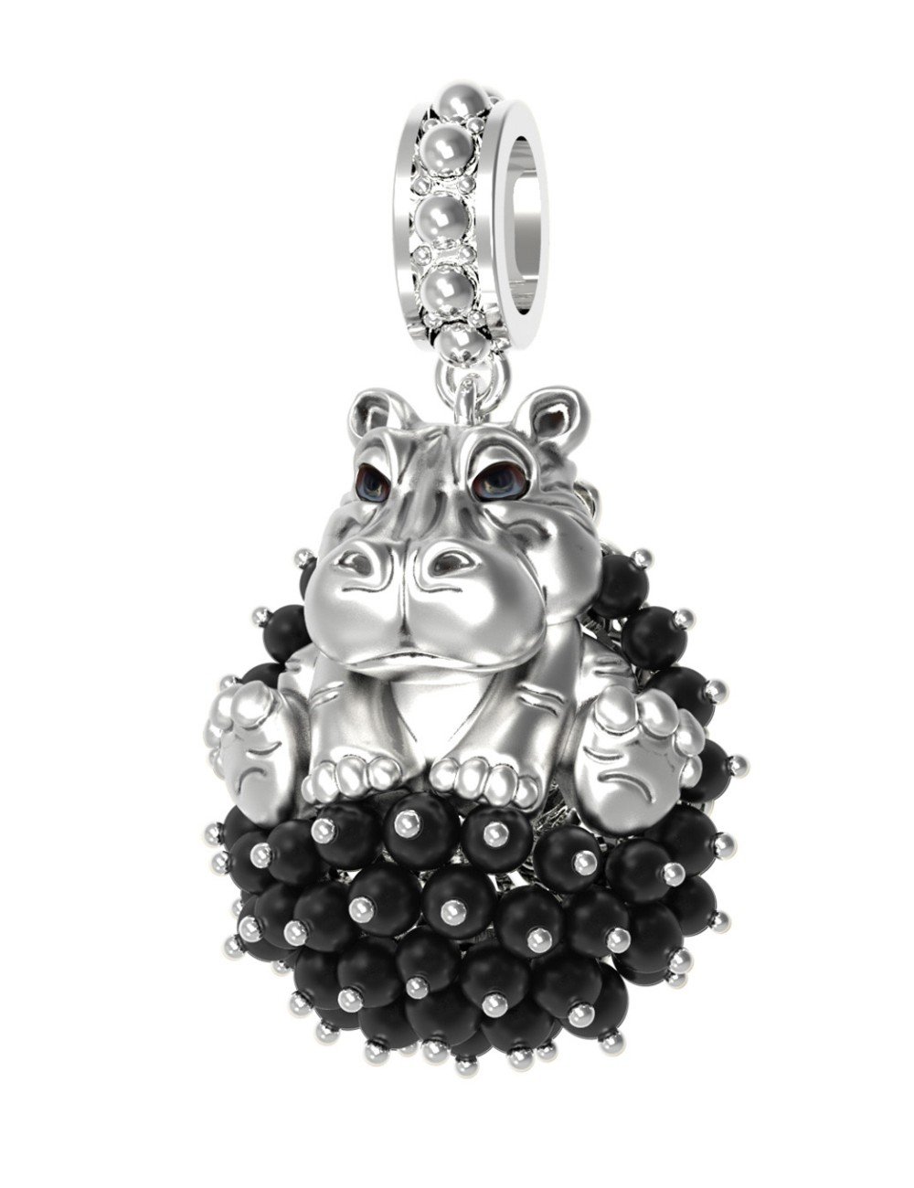 Подвеска из белого золота c эмалью и ониксом