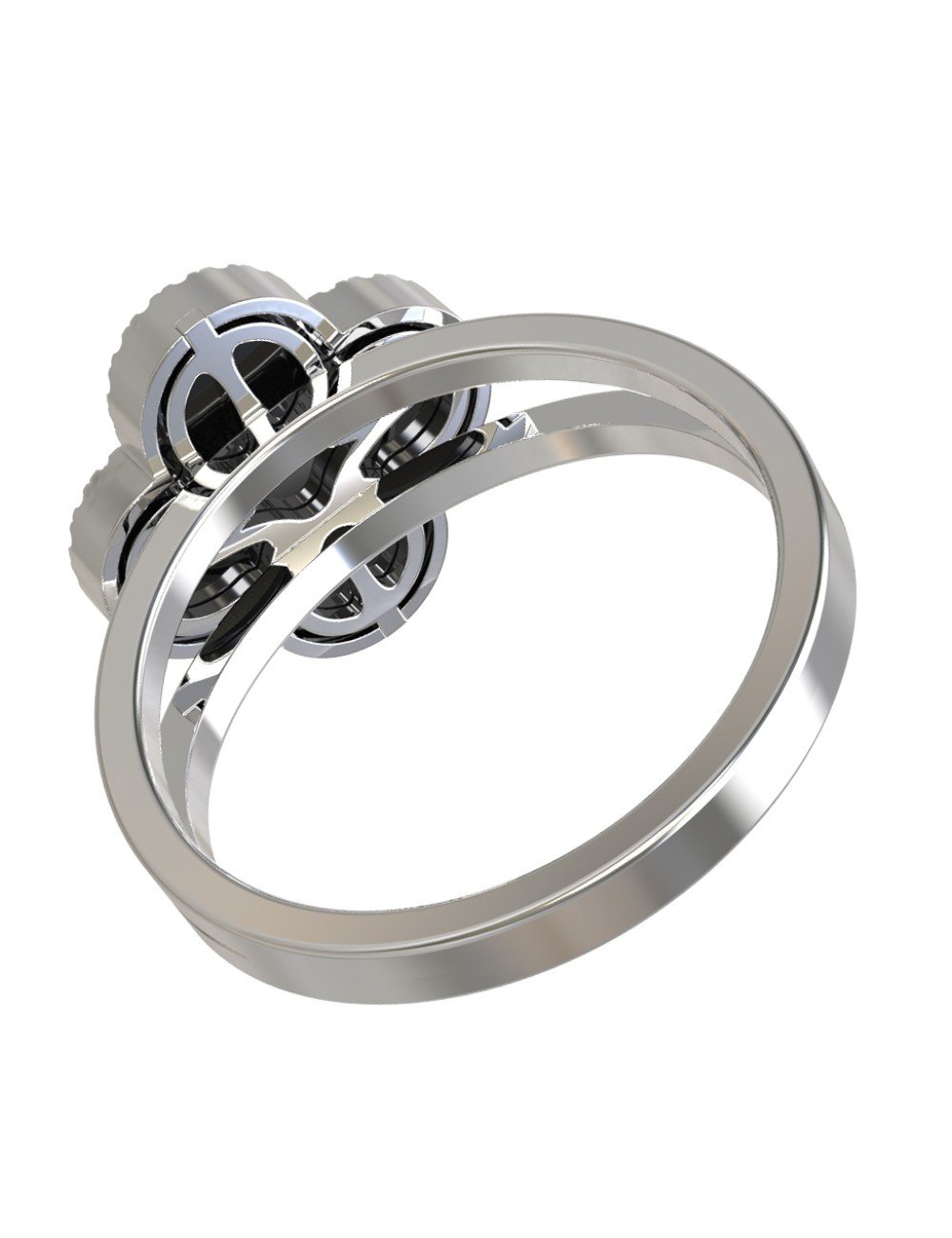 Кольцо из белого золота c бриллиантами и ониксом