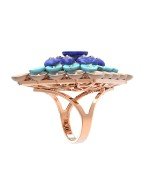 Кольцо из золота c бирюзой и лазуритом