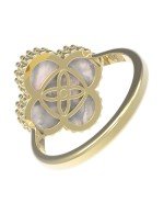 Кольцо из лимонного золота c бриллиантами и перламутром