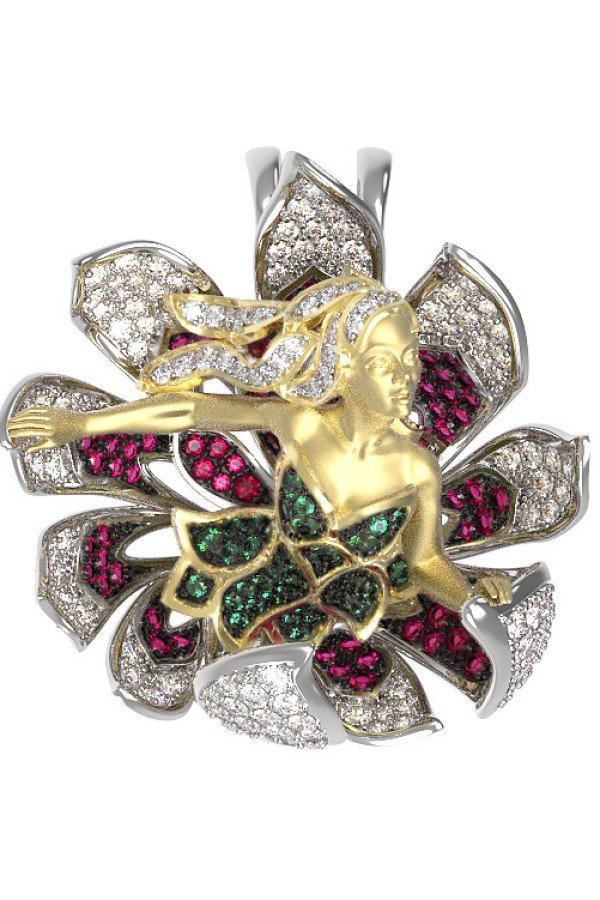 Подвеска из белого золота c фианитом