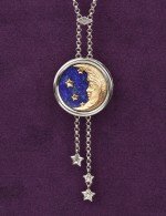 Колье из белого золота c бирюзой и лазуритом