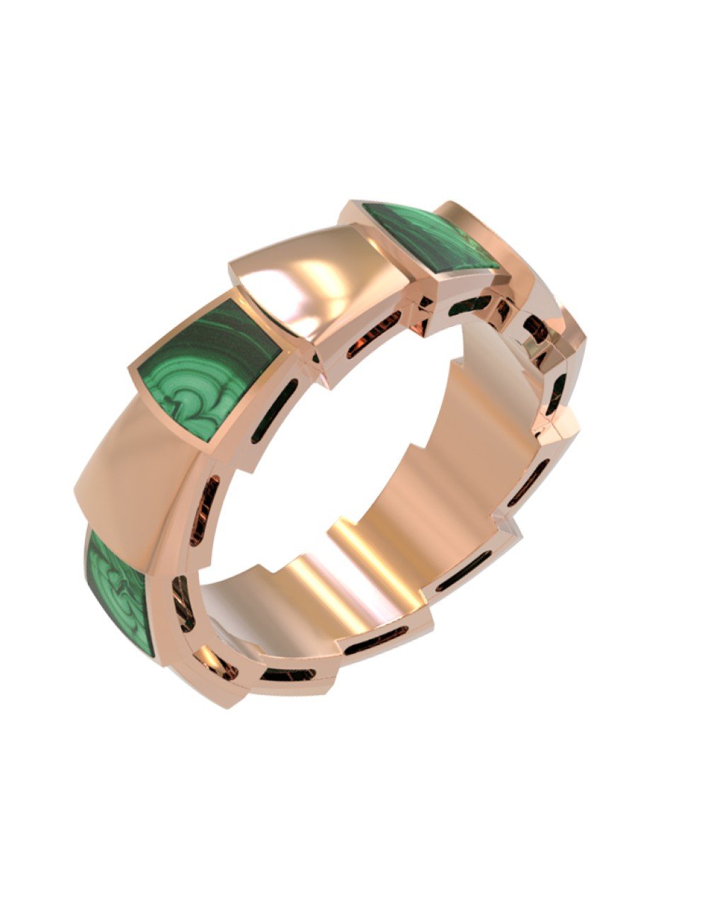 Кольцо из золота c малахитом