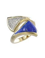 Кольцо из лимонного золота c бриллиантами и лазуритом