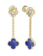 Серьги из лимонного золота c лазуритом и перламутром