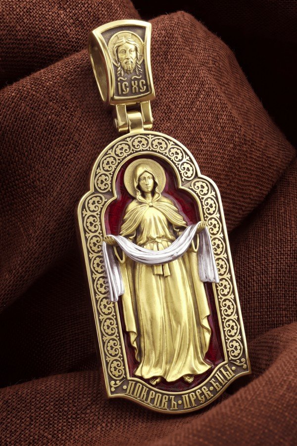 Образок из лимонного золота c эмалью