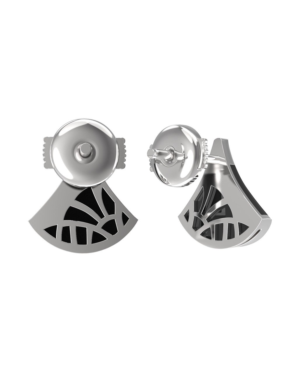 Серьги из белого золота c бриллиантами и ониксом