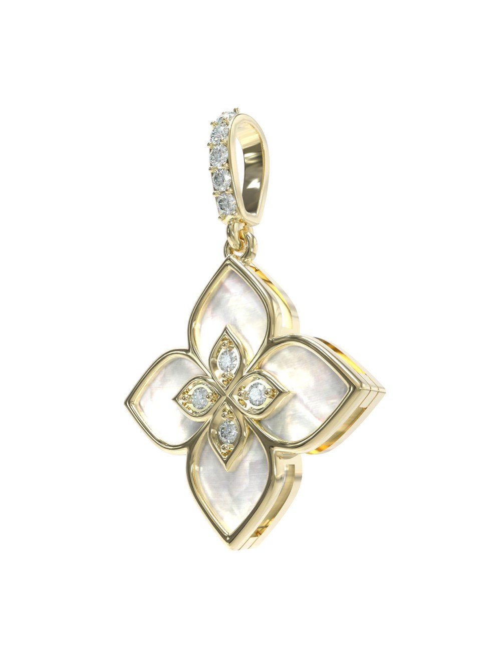 Подвеска из лимонного золота c бриллиантами и перламутром