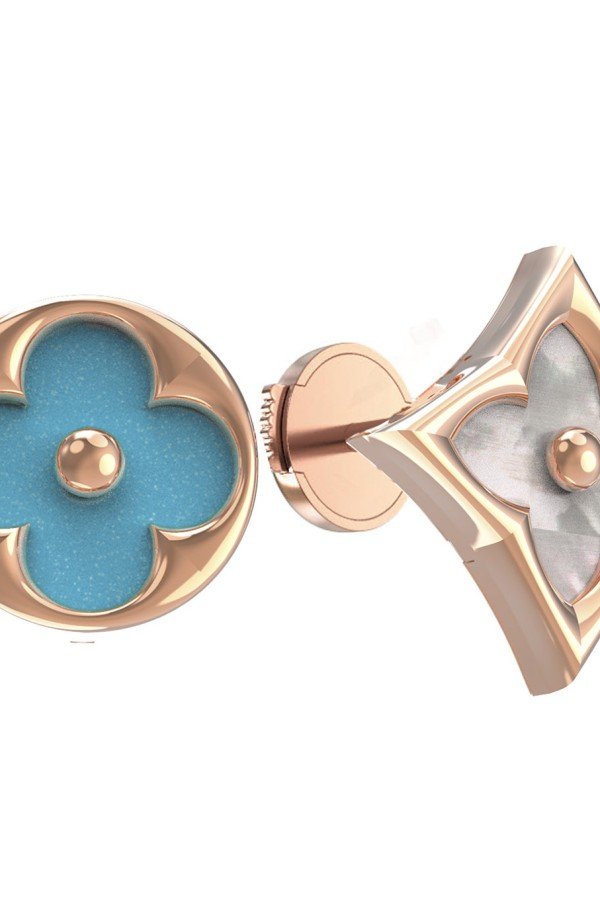 Серьги из золота c бирюзой и перламутром