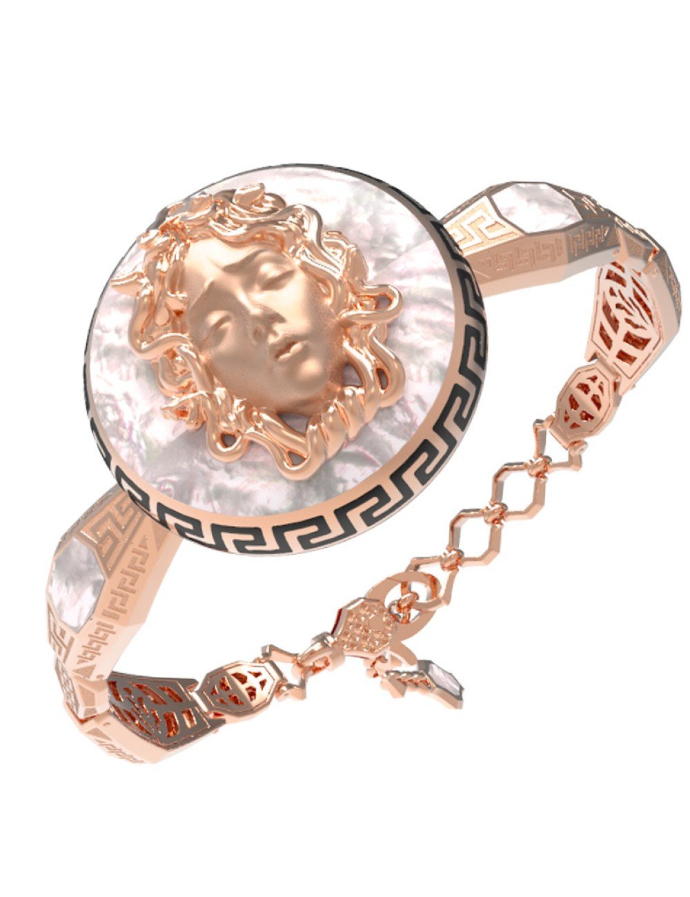 Браслет из золота c эмалью и перламутром