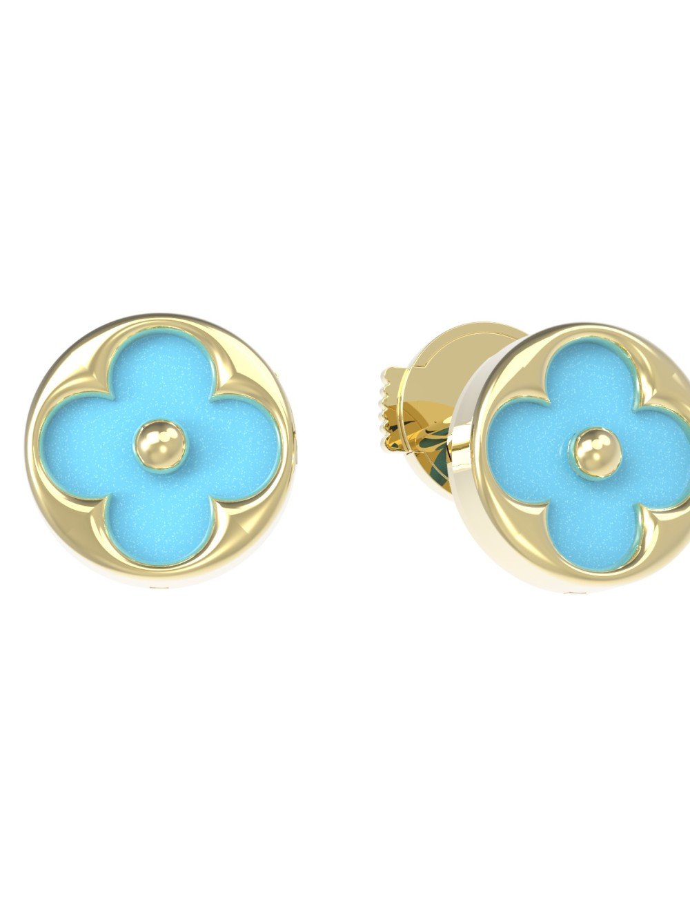 Серьги из лимонного золота c бирюзой