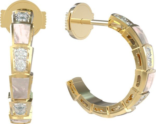 Серьги из лимонного золота c бриллиантами и перламутром