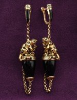 Серьги из лимонного золота c эмалью и ониксом