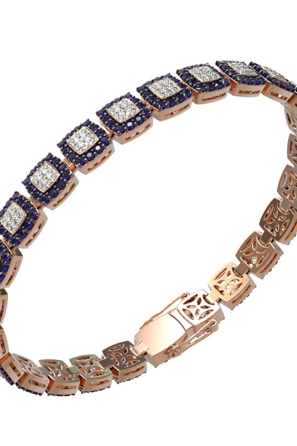 Браслет из золота c бриллиантами и сапфиром