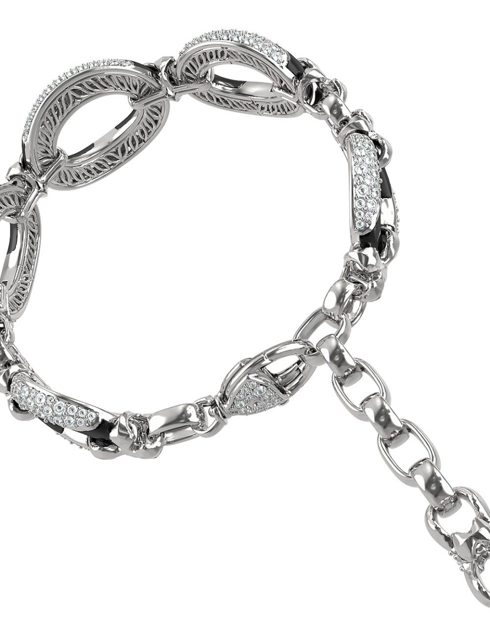 Браслет из белого золота c бриллиантами и ониксом