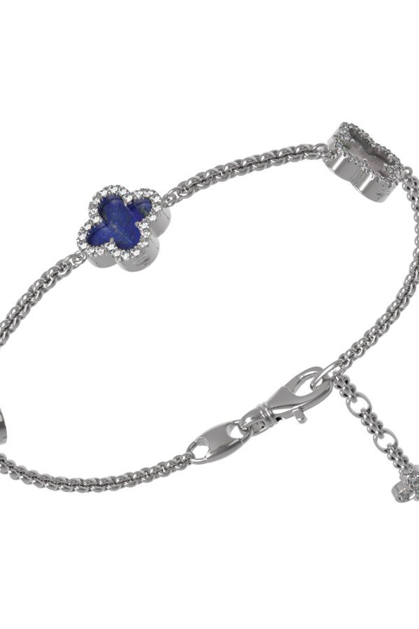 Браслет из белого золота c бриллиантами, лазуритом и перламутром