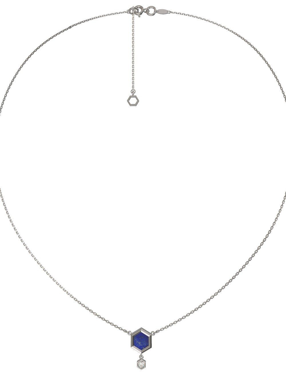 Колье из белого золота c бриллиантами и лазуритом