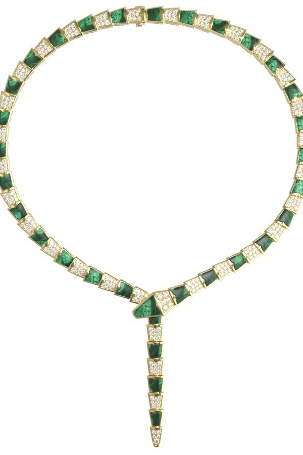 Колье из лимонного золота c бриллиантами и малахитом