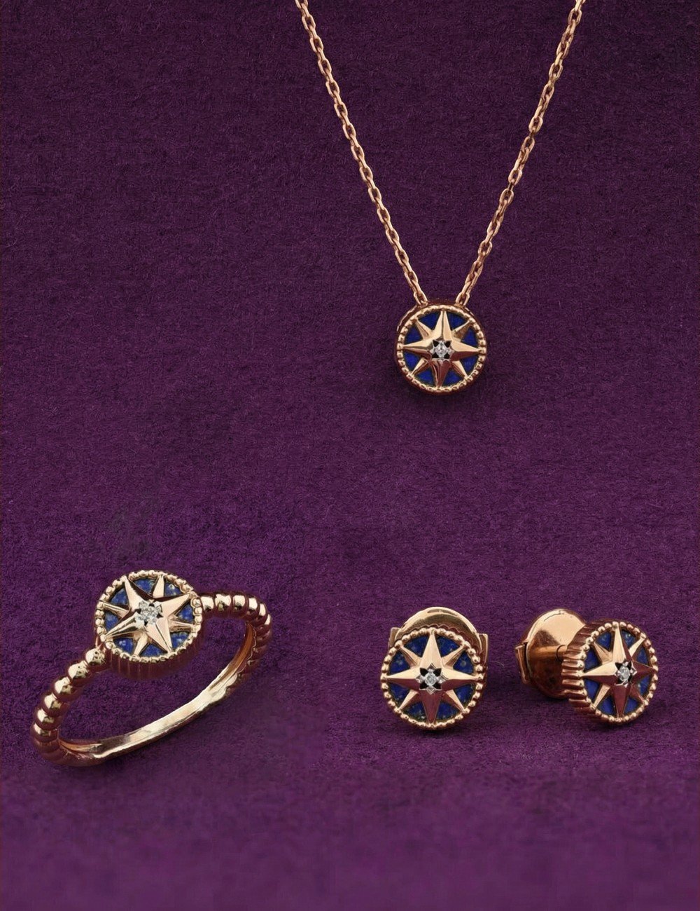 Кольцо из лимонного золота c бриллиантами и лазуритом