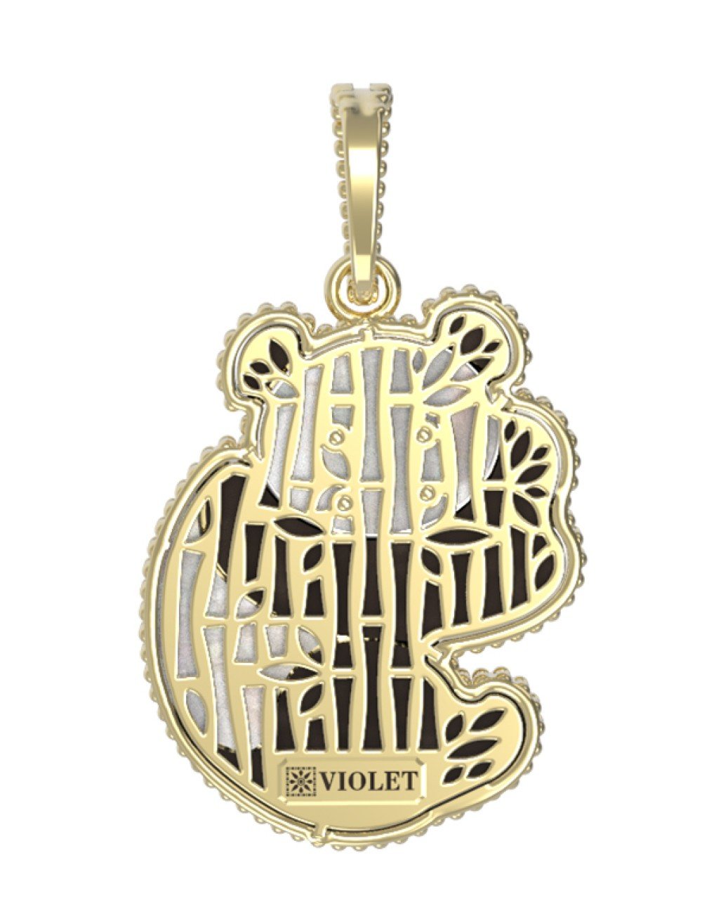 Подвеска из лимонного золота c эмалью, ониксом и перламутром